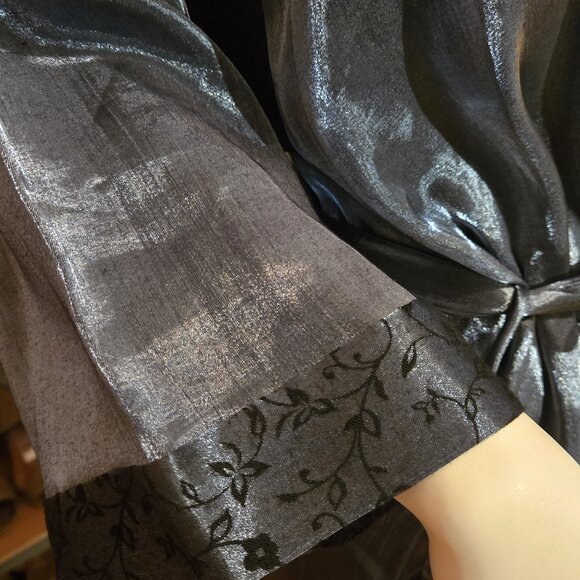 Blue Satin Set night gown kimono size Large - 12 - Picture 3 of 10